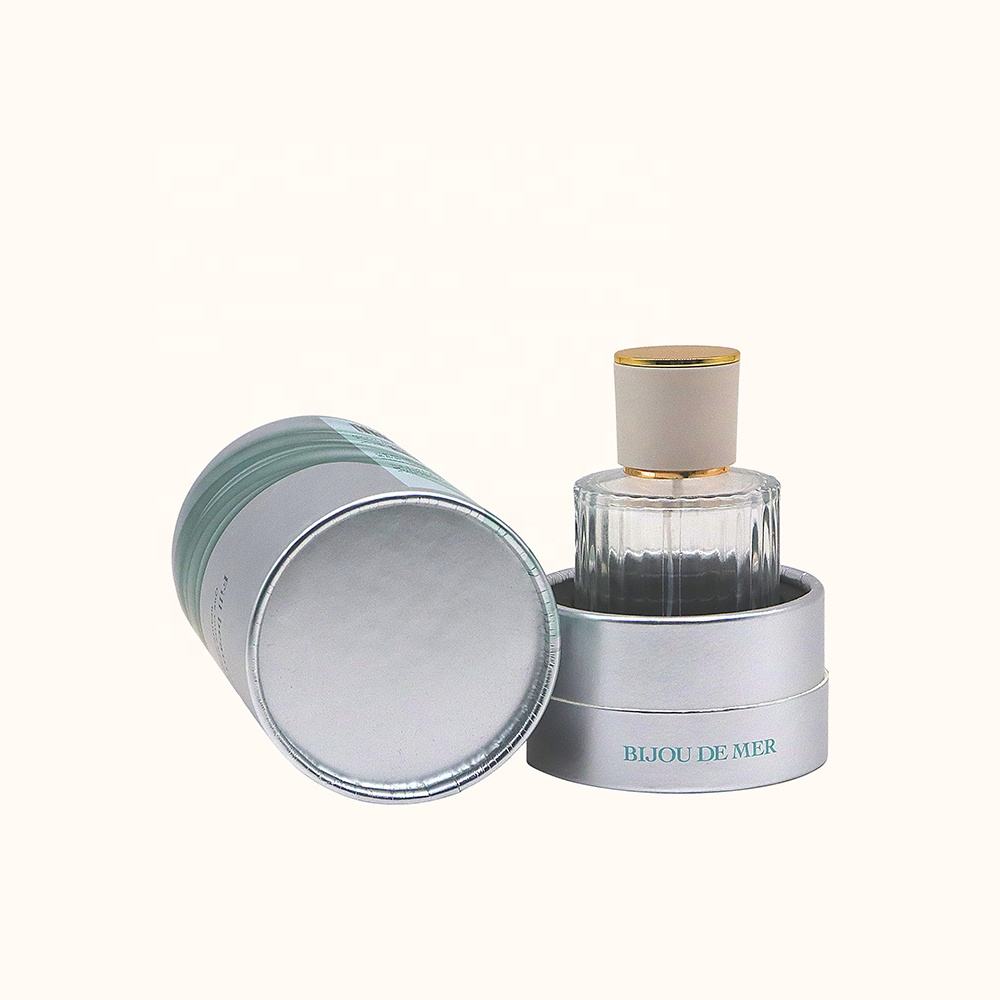 A caixa de cilindro de papelão cosmético biodegradável de luxo personalizado desaparece, manuseio de impressão, embalagem de tubo de papel para frasco de perfume