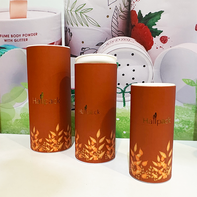 Hallpack Hand Make Embalagem de cilindro de papel para caixa de tubo redondo com tampa de plástico biodegradável
