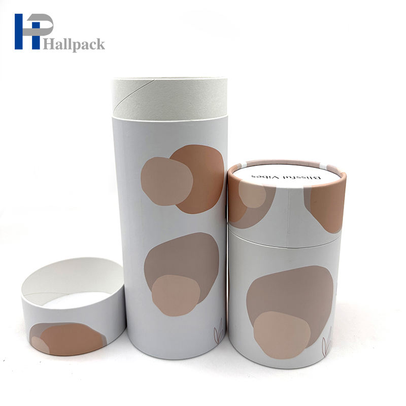Cilindro biodegradável de impressão personalizada, papelão de papel para alimentos, sacos de vasilha de chá premium, embalagem de caixa de tubo para pacote de chá solto
