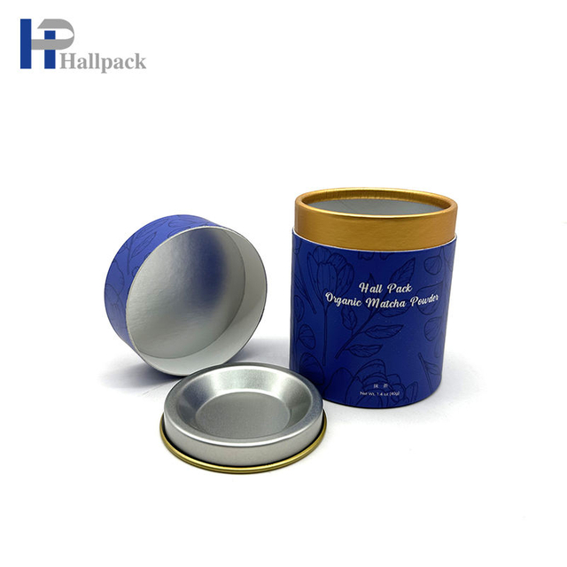 Alta qualidade eco-friendly papelão chá café matcha recipiente embalagem tubo de papel de alimentos com tampa de ferro