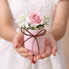 Pequeno conjunto preservado camurça rosa caixas de embalagem papelão para flor personalizado eco rígido forma redonda mini papel flor presente cilindro