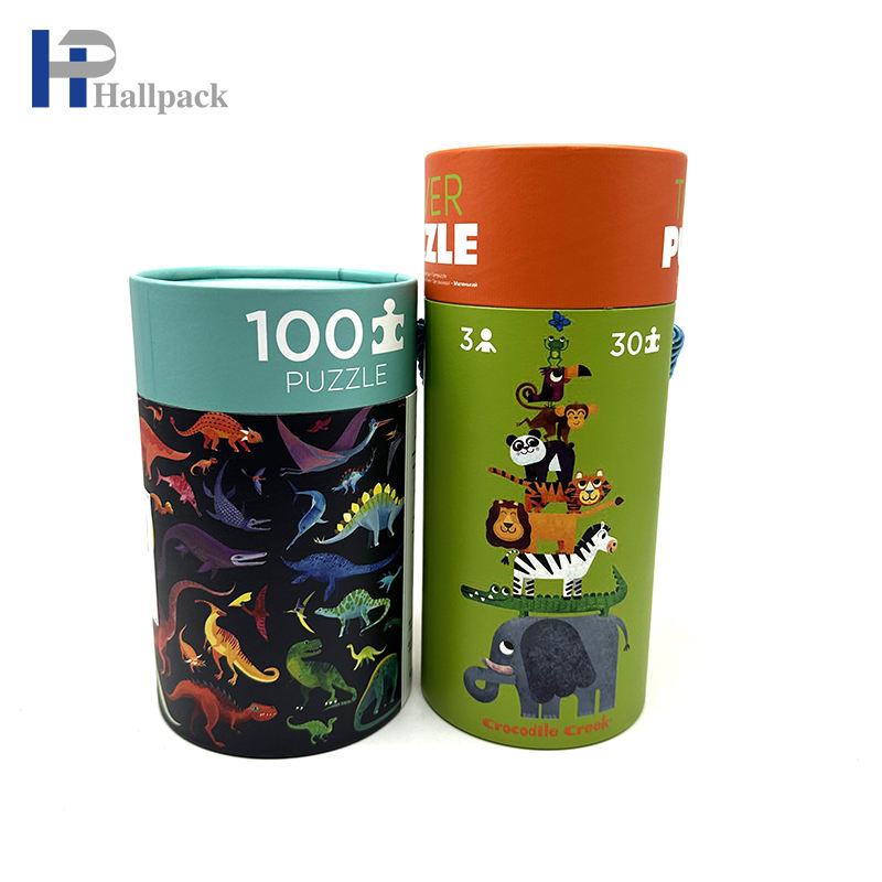 Embalagem de tubo de papel de cilindro de quebra-cabeça reciclável com logotipo de tamanho personalizado por atacado
