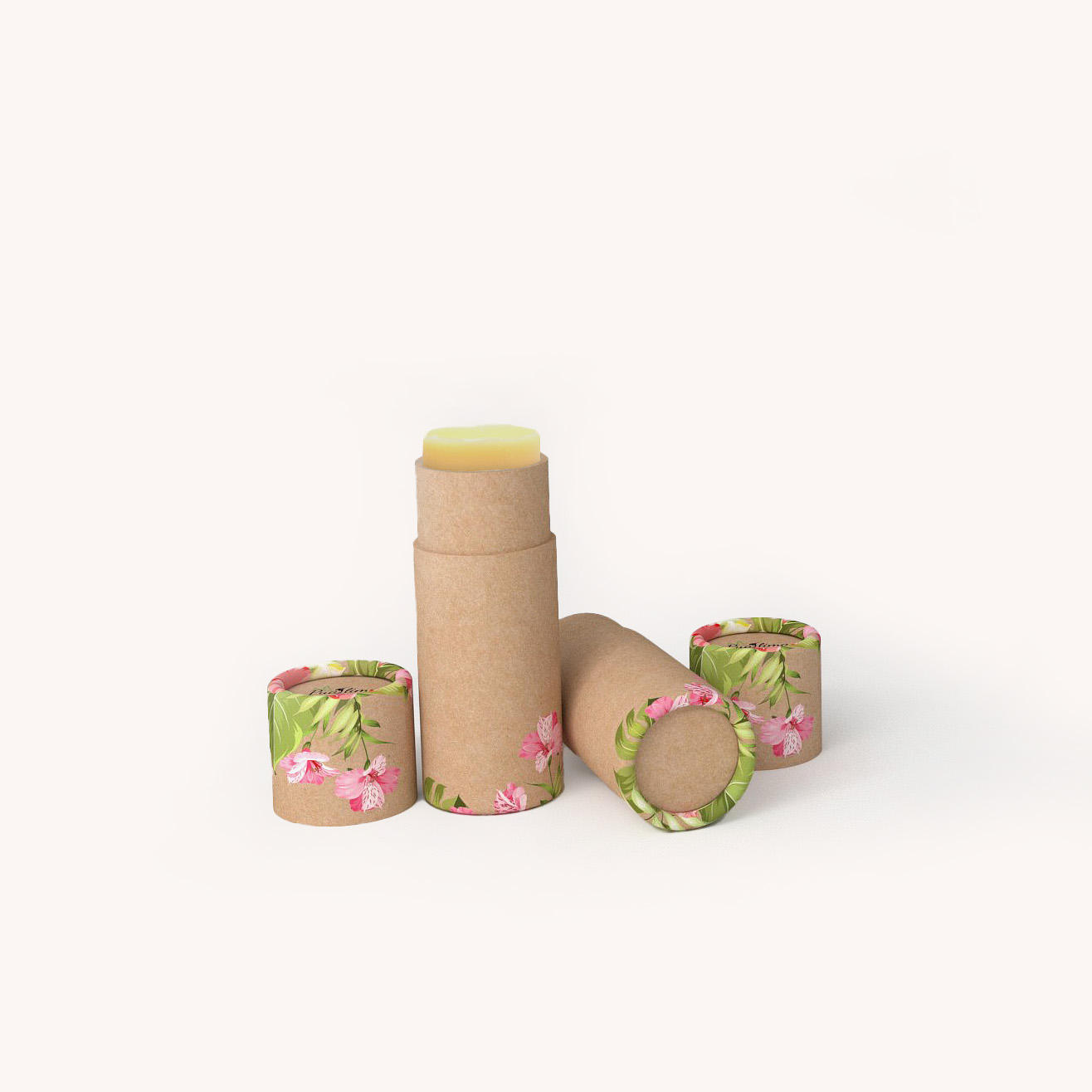 Embalagem de papel desodorante Kraft reciclado de grau superior Tubo de papel colorido Personalizar embalagem de cilindro de barra de loção Ukai de papel