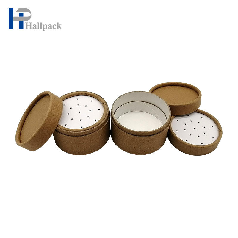 Abanador de pó de tubo de papel de embalagem de tubo de papel exclusivo com peneira