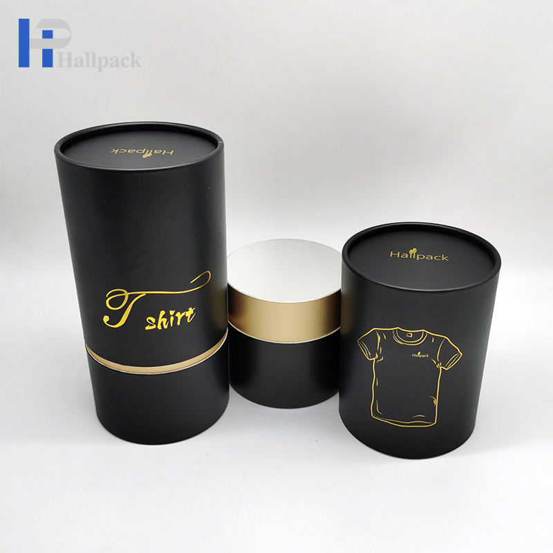 Tubo redondo preto biodegradável do papel do cilindro de Kraft que empacota para a roupa do t-shirt