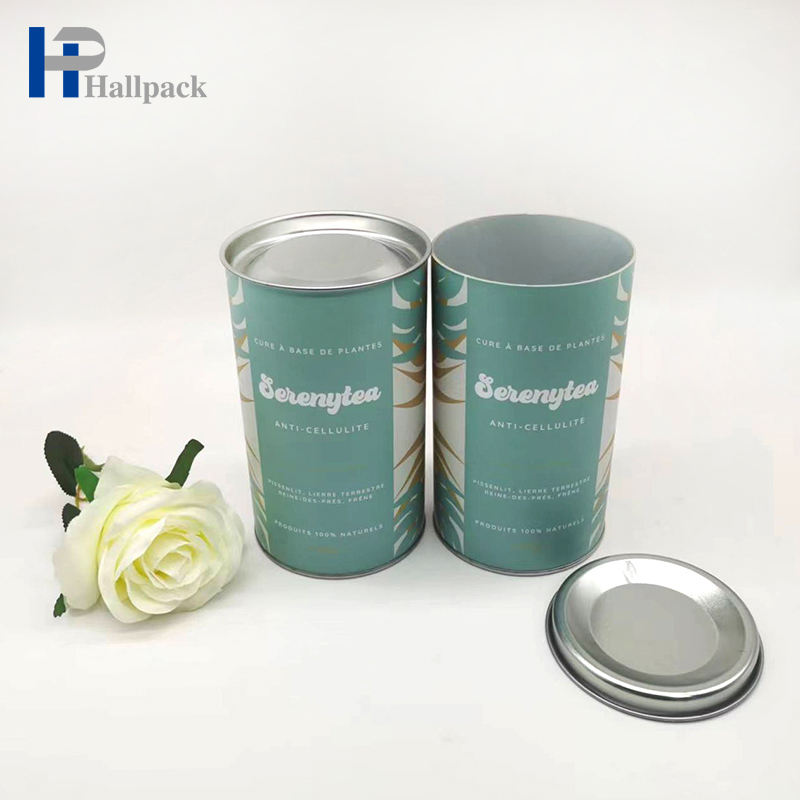 Tubo de papel redondo do papel de chá que empacota o tubo de papel de colocação em latas do alimento das latas com tampa do metal