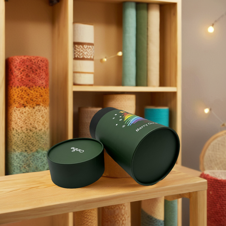 Venda quente Cilindro ecológico de papel artesanal verde tubo redondo