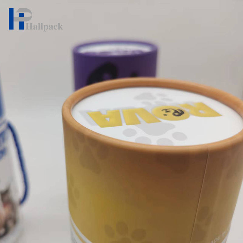 Caixa de tubo de papel ondulado dos petiscos feitos sob encomenda do animal de estimação do tubo de papel da cor com punho