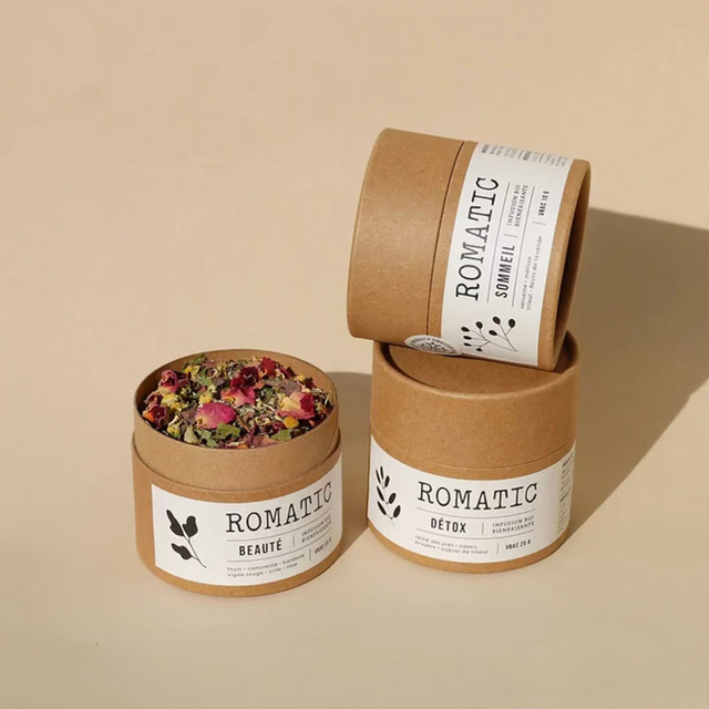Tubos de embalagem de papel de papelão biodegradáveis ​​para amigas ecológicas tubos de embalagem de chá