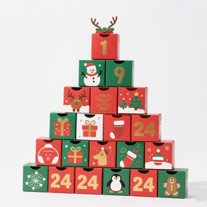 Pacote de caixa de calendário advento de Natal personalizado biodegradável