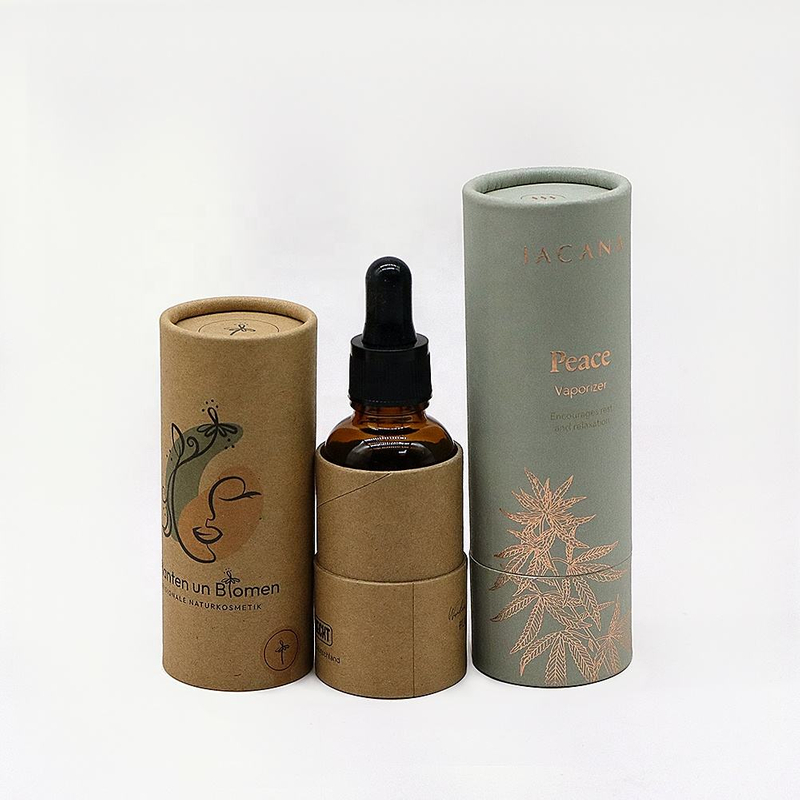 Tubo de papel cosmético biodegradável luxuoso personalizado da caixa do cilindro do cartão que empacota para a garrafa de perfume do óleo essencial