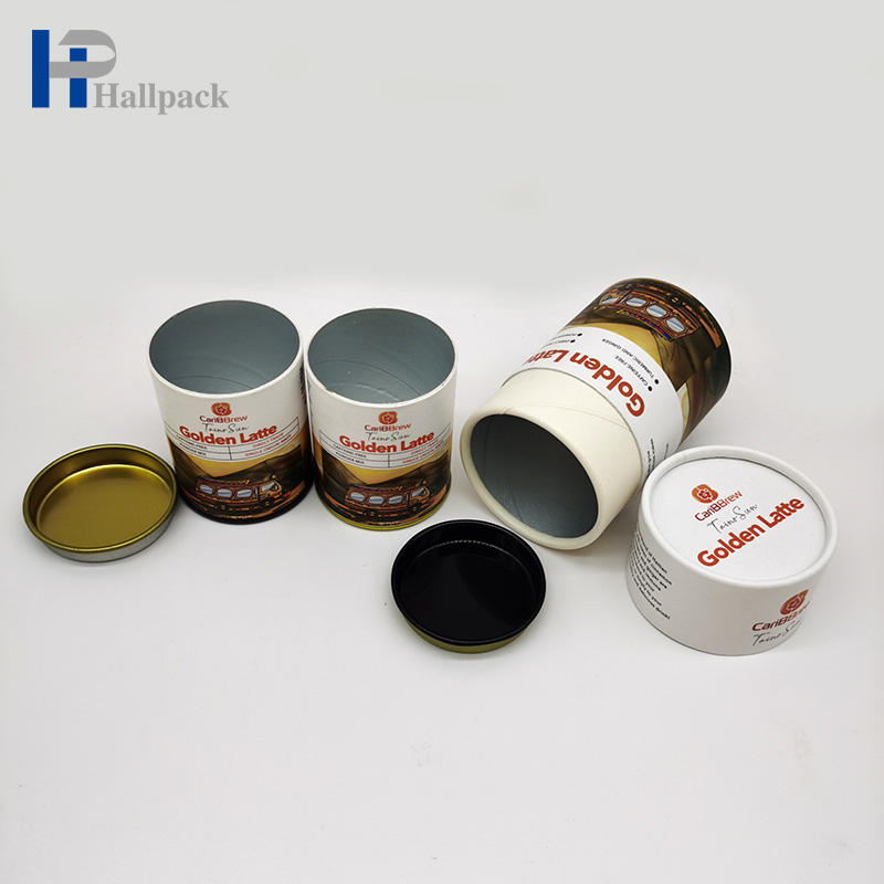 Caixa feita sob encomenda amigável do cilindro do cartão do produto comestível de Eco com o tubo de papel do metal que empacota para o chá Nuts do café