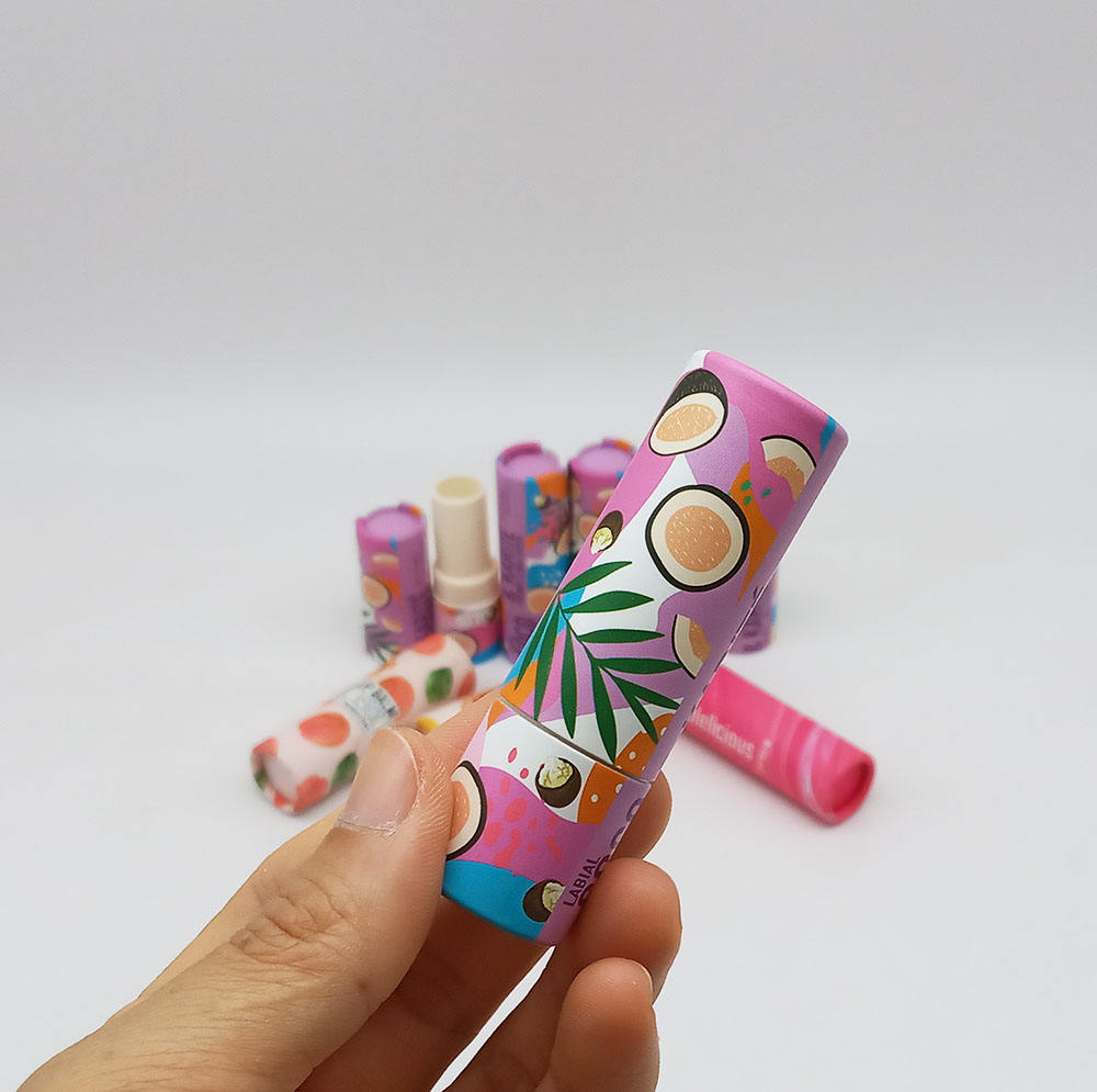 Mini bálsamo labial torcido push up tubo de papel 3,5g recipiente desodorante resistente a óleo