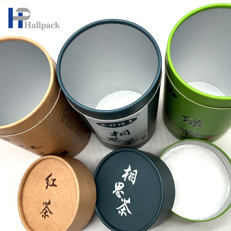 Branco feito sob encomenda tamanho 50g cilíndrico eco-amigável café chá/chá solto/chá papel kraft embalagem tubo redondo caixa de pacote grande
