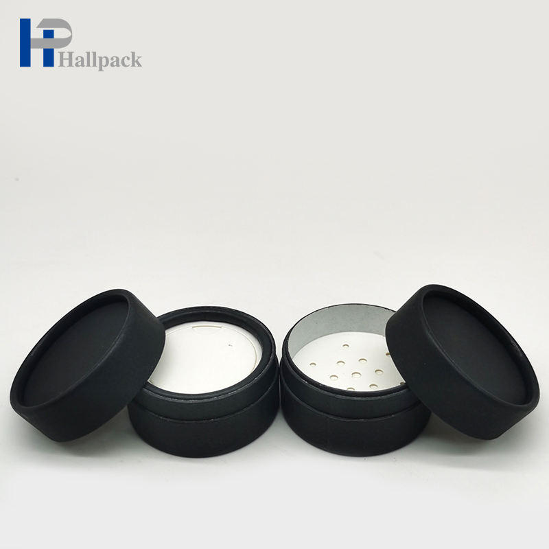 Tubo de empacotamento de papel cosmético preto do recipiente do pó solto com tubo de papel do ofício da peneira que empacota tubos impressos feitos sob encomenda