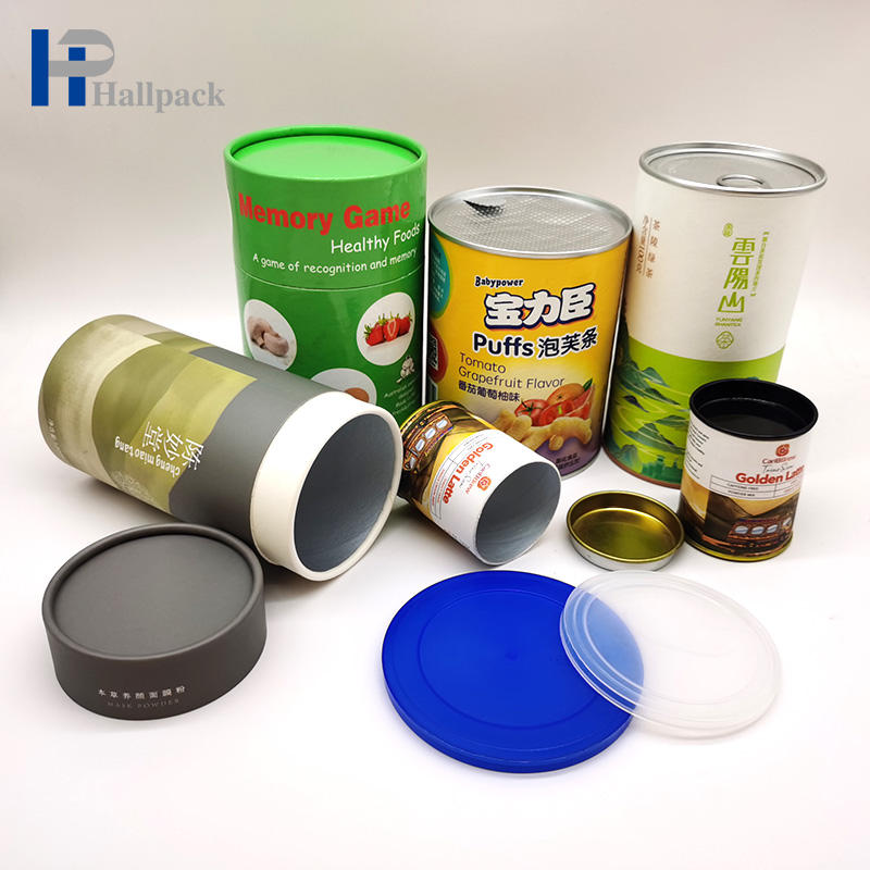 Pacote de papel ecológico de qualidade alimentar com design personalizado, embalagem fácil de tubo de papel de vedação de metal para nozes, café e chá