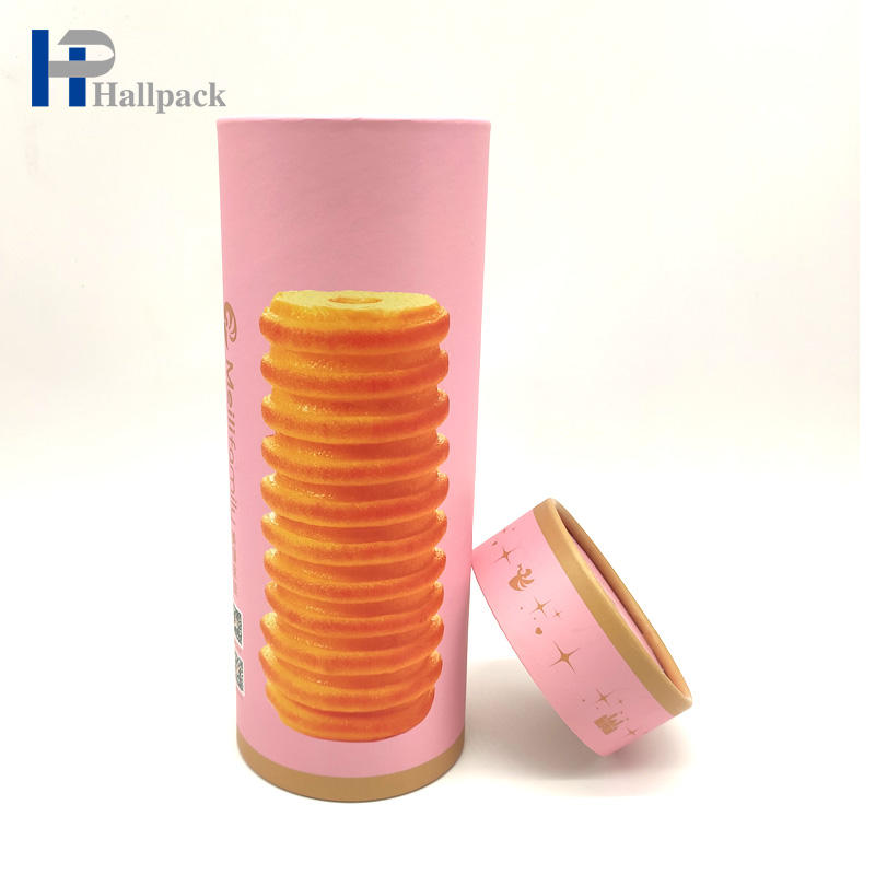 A caixa amigável do cilindro do cartão do produto comestível de Eco do projeto personalizado embalou o tubo de papel que empacota para probióticos dos doces do bolo