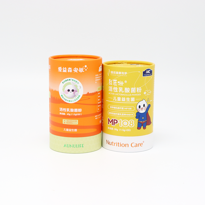 A caixa amigável do cilindro do cartão do produto comestível de Eco do projeto personalizado embalou o tubo de papel que empacota para probióticos dos doces do bolo