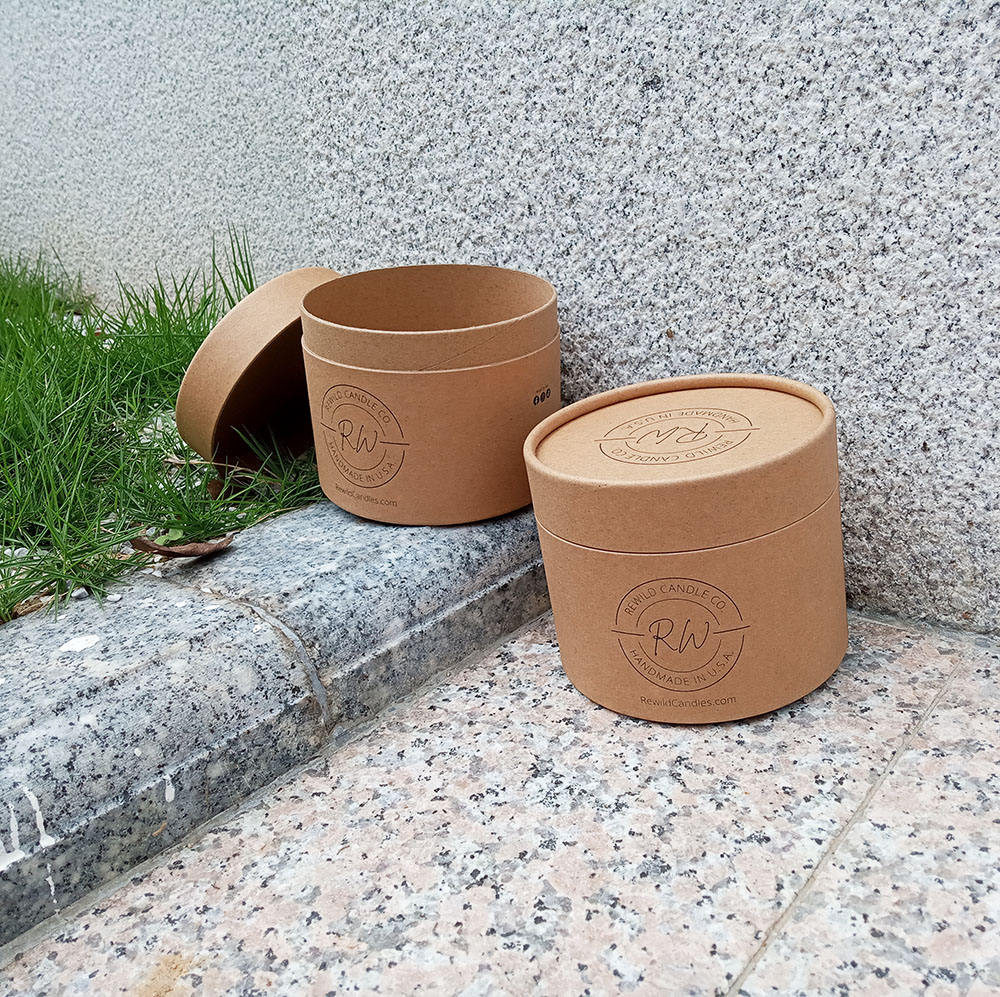 Embalagem de tubo de papel de vela personalizada com material 100% reciclado