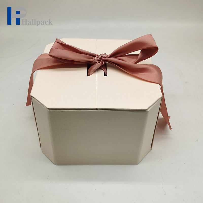 Caixa de presente de alta qualidade ecológica caixa de presente de fita rosa