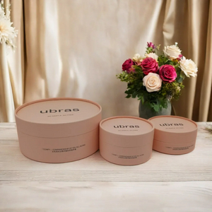 Caixas de tubo de embalagem de papelão Kraft reciclado, papel artesanal redondo biodegradável com gravação em relevo para armazenamento