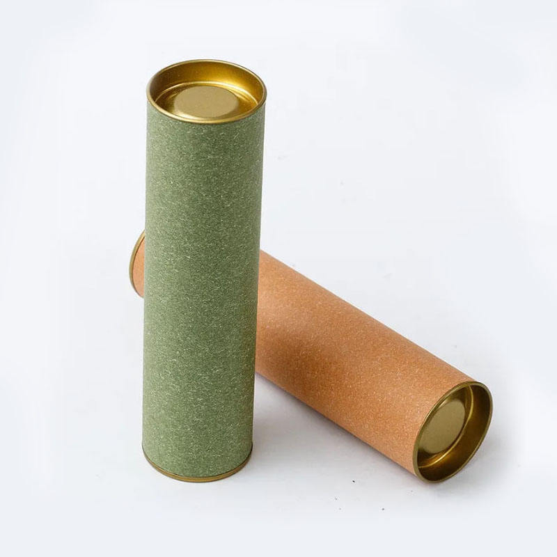 Caixa redonda de embalagem especial feita de papel verde 100ml com tampas de ferro