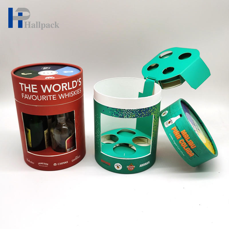 Caixa feita sob encomenda amigável do cilindro do cartão do produto comestível de Eco com o tubo do papel da janela do PVC que empacota para porcas do chocolate do biscoito da bebida