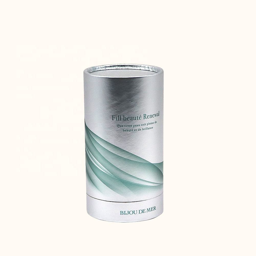 A caixa de cilindro de papelão cosmético biodegradável de luxo personalizado desaparece, manuseio de impressão, embalagem de tubo de papel para frasco de perfume