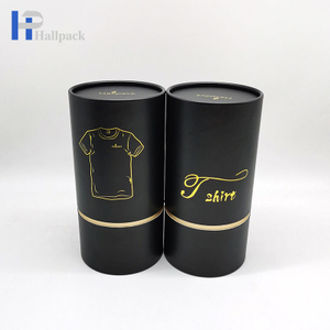 Tubo redondo preto biodegradável do papel do cilindro de Kraft que empacota para a roupa do t-shirt