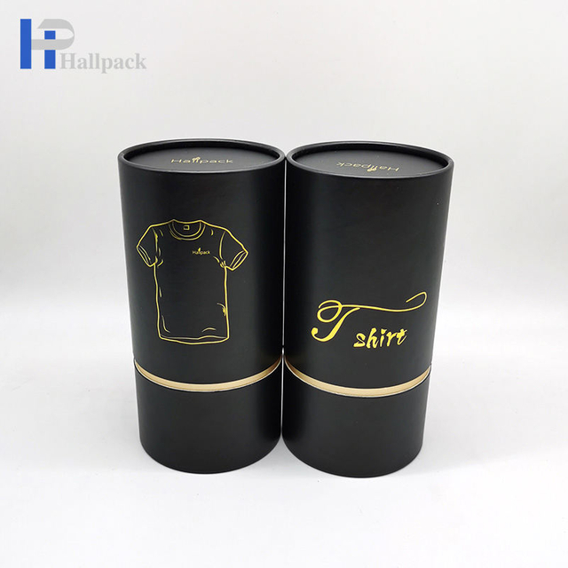 Tubo redondo preto biodegradável do papel do cilindro de Kraft que empacota para a roupa do t-shirt