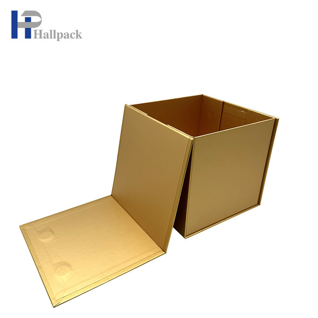 Caixa de papel de embalagem dourada dobrável por atacado caixa de papel com tampa magnética de formato quadrado