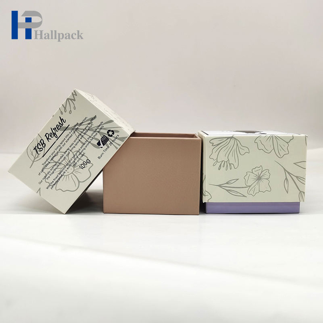 Embalagem personalizada pacote de presente tampa plana quadrada caixa de vela de papel artesanal