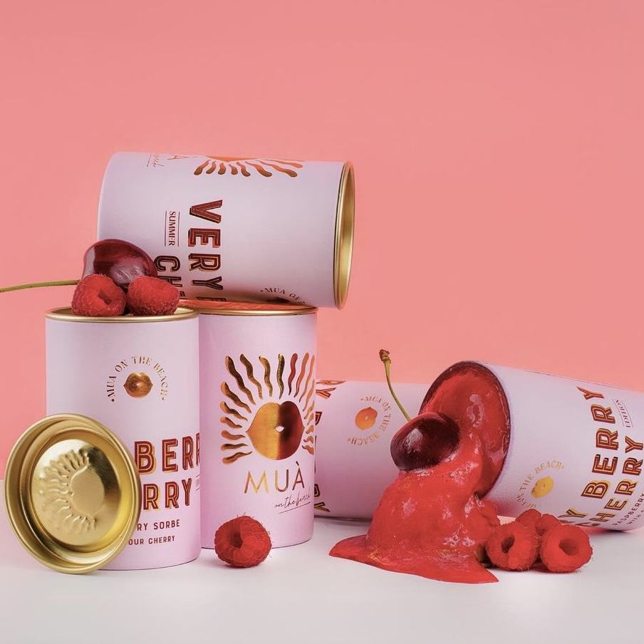 Cilindro de papelão criativo personalizado, recipiente de sorvete de qualidade alimentar com tampa de metal, tubo de papel, parede interna, pacote de papel de folha de alumínio