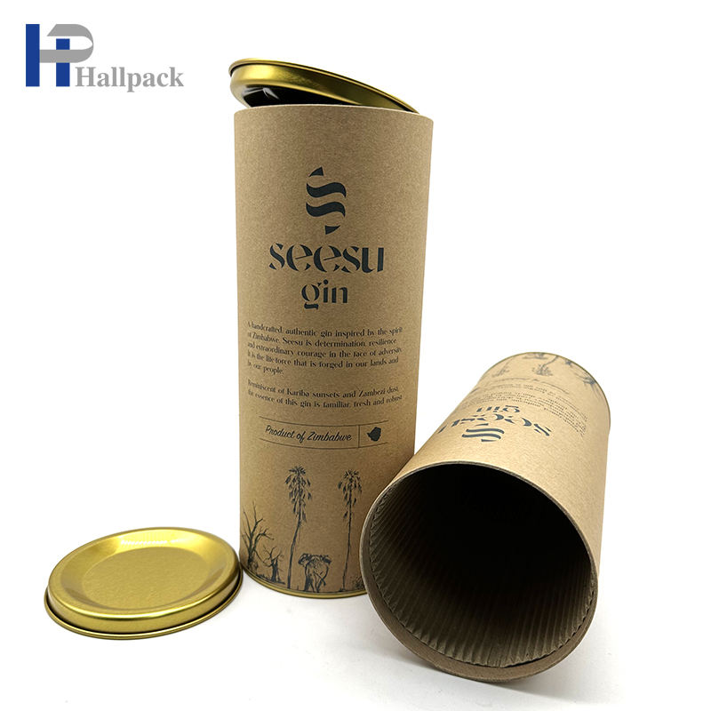 Caixa feita sob encomenda amigável do cilindro do cartão do produto comestível de Eco com o tubo de papel do metal que empacota para o chá Nuts do café