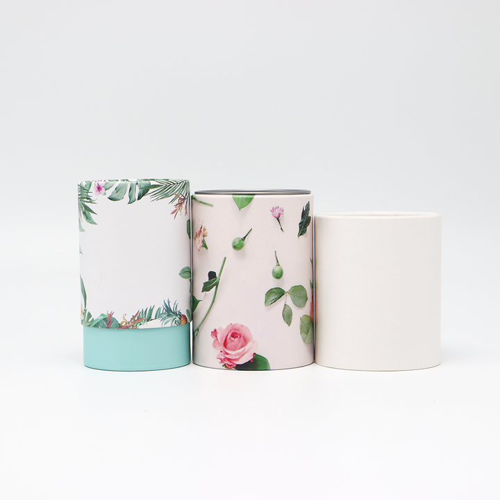 Caixa feita sob encomenda amigável do cilindro do cartão do produto comestível de Eco com o tubo de papel da tampa do metal que empacota para o chá Nuts do café