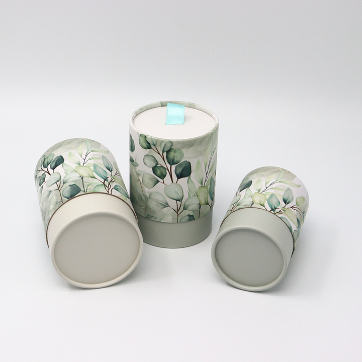 Caixa feita sob encomenda amigável do cilindro do cartão do produto comestível de Eco com tubo do papel da fita que empacota para o chá do café