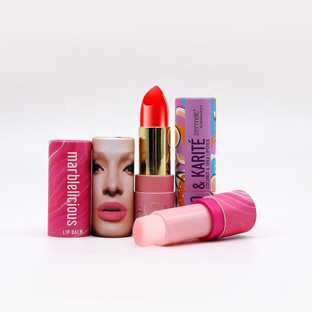 Tubo redondo personalizado ecológico para bálsamo labial, embalagem cilíndrica elegante para cosméticos, tubos de papel de barra de loção torcida