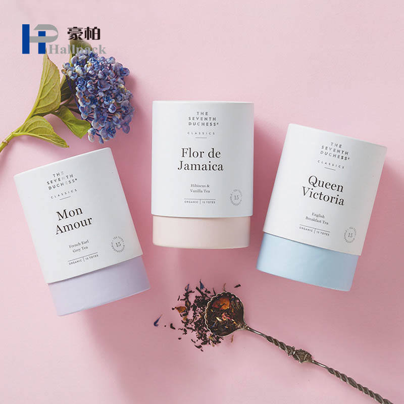 Cilindro de papelão reciclável para impressão personalizada, cilindro de embalagem de tubo de papel para especiarias, chá, café, caixa redonda de papel