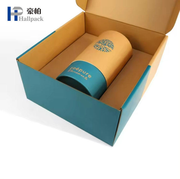 Logotipo personalizado, 2 peças de papelão de papel, armazenamento rígido de velas, conjunto de presente, caixa de tubo pequeno, embalagem de papel para velas