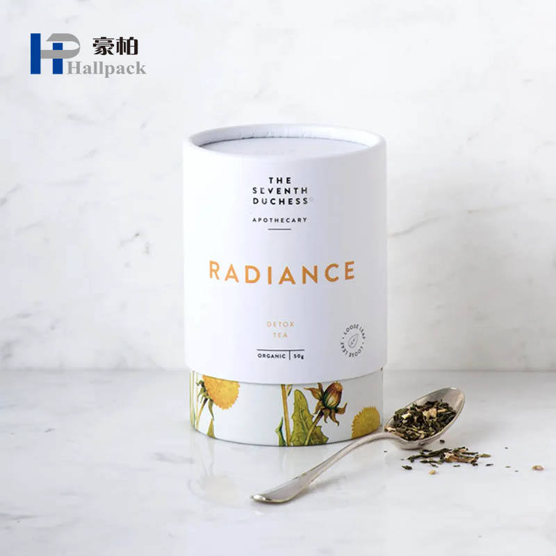 Firstsail design personalizado feijão de chá solto cilindro redondo papelão eco amigável caixa de qualidade alimentar pacote de tubo de papel alimentar