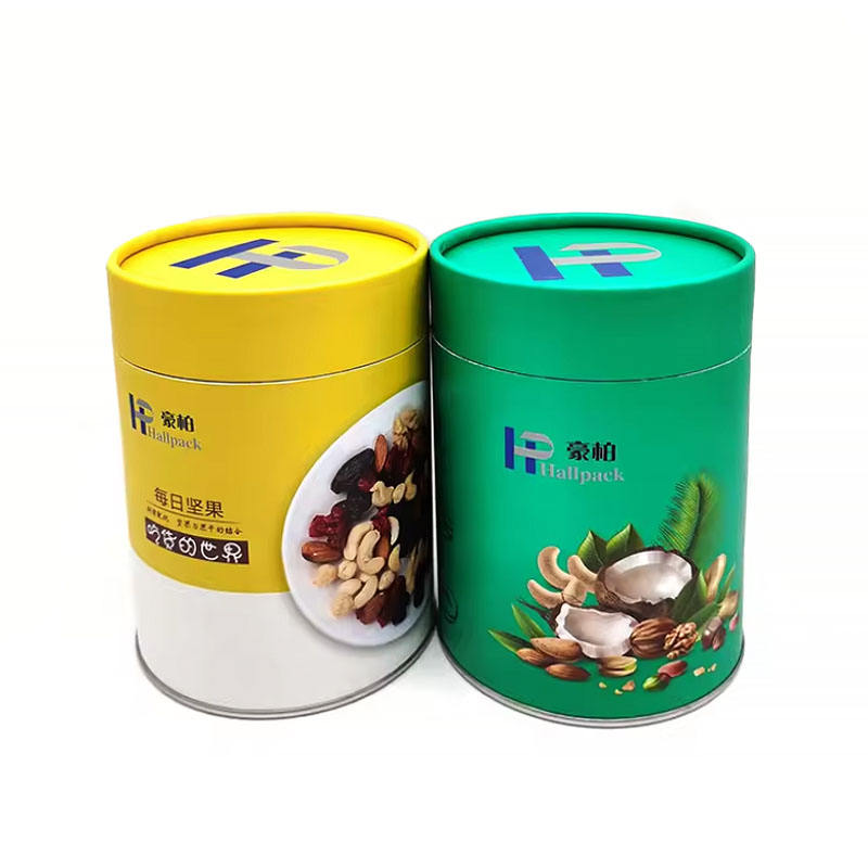 Personalize tubos de papel de grau alimentício com tampa de lata biodegradável para embalagens de nozes e café de chá