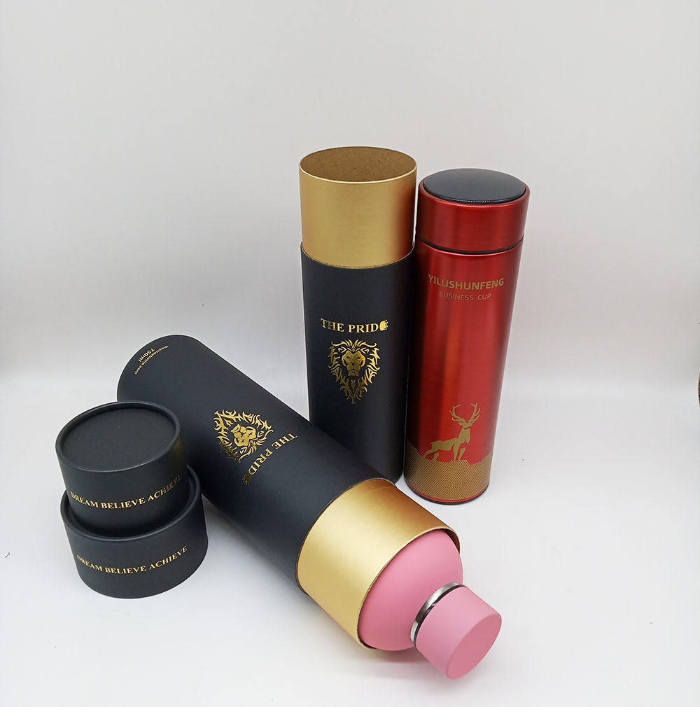 Materiais reciclados biodegradáveis ​​do tubo de papel do cilindro do cartão de Kraft carimbaram a cópia para o empacotamento do presente da garrafa térmica da vela &