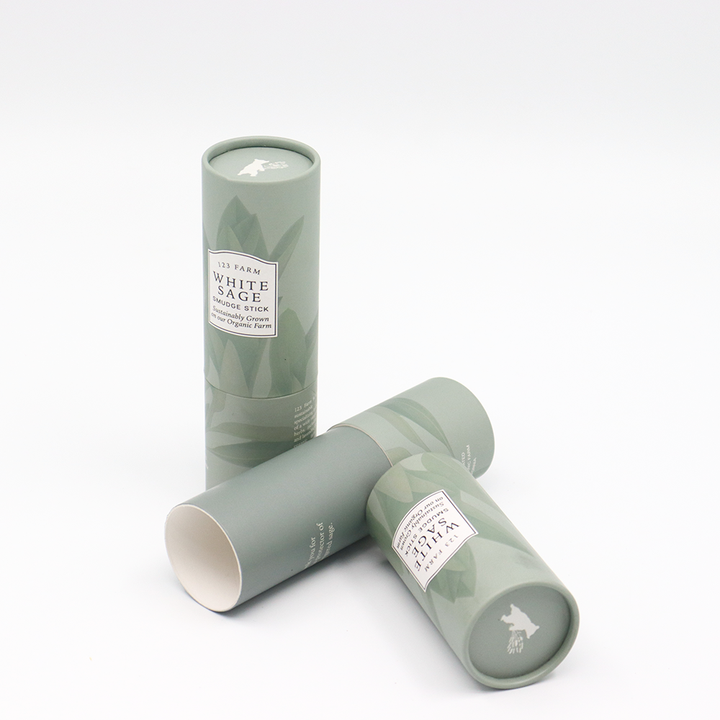 Tubo de papel feito sob encomenda amigável da caixa do cilindro do cartão da embalagem da beleza de Eco que empacota para a vara aromática do borrão do sábio da planta