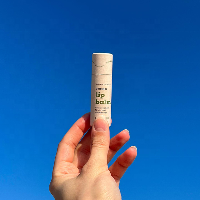 Hallpack 100% Plástico Livre de Papel Personalizado Tubo de Bálsamo Labial Forma Redonda Push Up Cilindro Loção Bar Tubos de Papel Embalagem