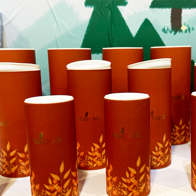 Hallpack Hand Make Embalagem de cilindro de papel para caixa de tubo redondo com tampa de plástico biodegradável
