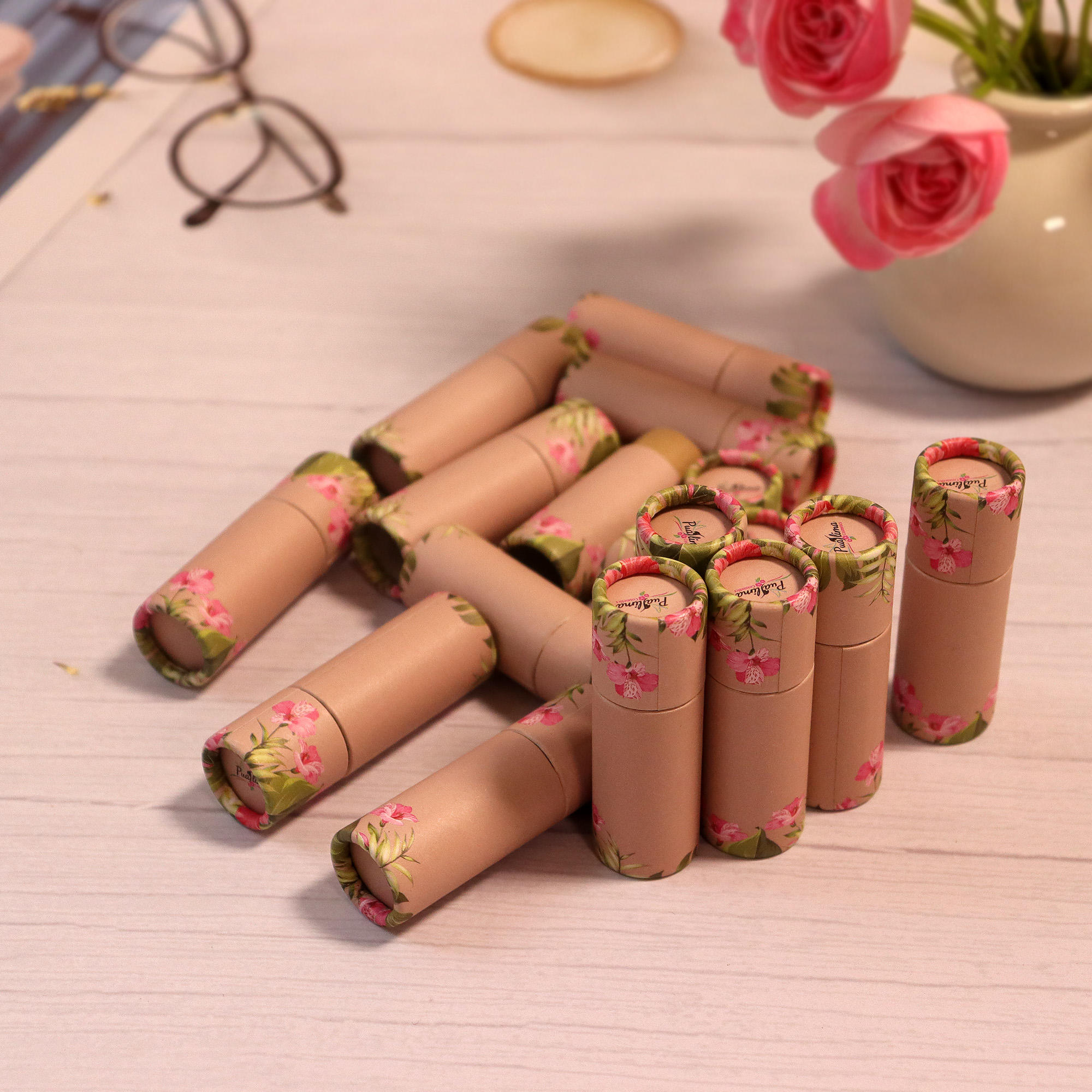 Tubo de papel desodorante Kraft reciclado de grau superior para barra de loção personalizar tubo de papel de batom personalizar tubo de bálsamo labial de papel