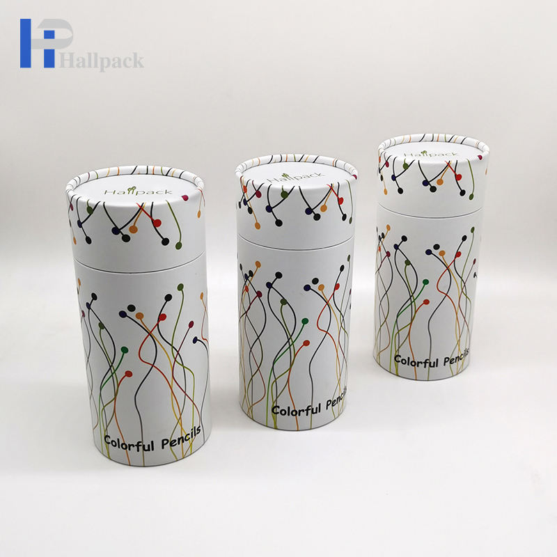 Caixa redonda criativa impressa personalizada biodegradável para embalagens baratas de tubos de papel Kraft para lápis