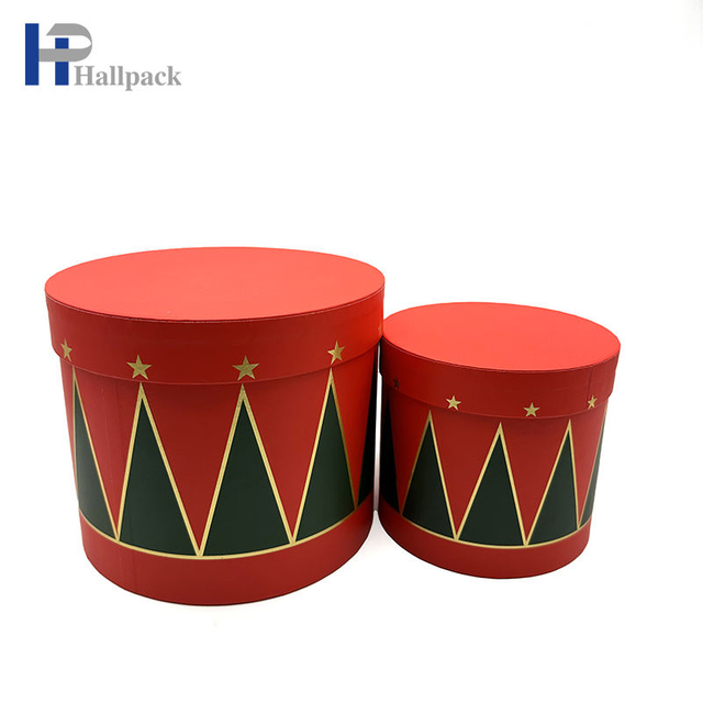 Embalagem de cilindro de impressão personalizada em papelão estilo natal conjunto de caixa de brinquedos tubo de papel de embalagem