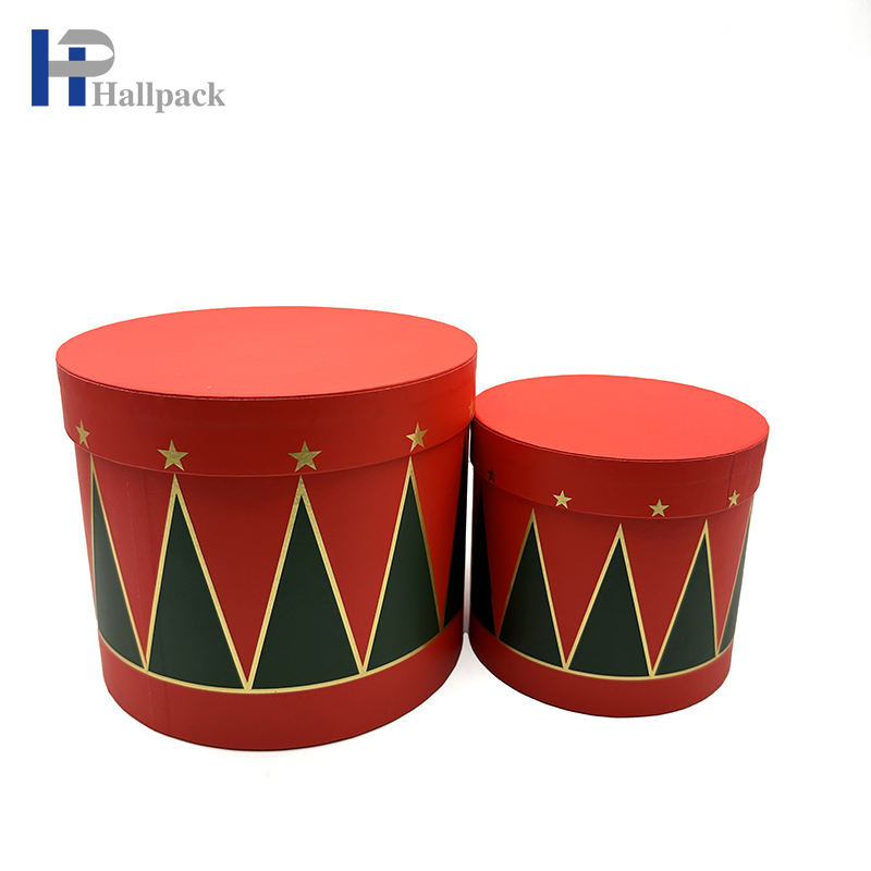 Embalagem de cilindro de impressão personalizada em papelão estilo natal conjunto de caixa de brinquedos tubo de papel de embalagem