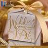 Caixa de presente pequena luxuosa dos doces do casamento caixa rígida do favor do brilho com laminação fosca da folha de ouro e manipulação de impressão de desaparecimento